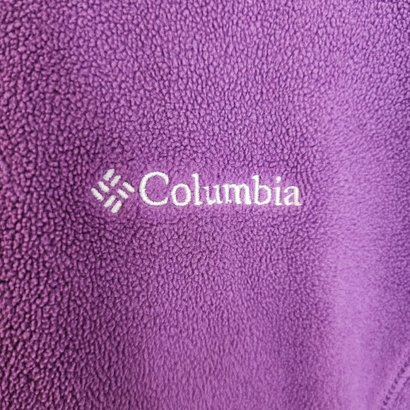 Columbia Benton Springs Purple Long Fleece Hooded Jacket Women's Large L EUC - Picture 5 of 8